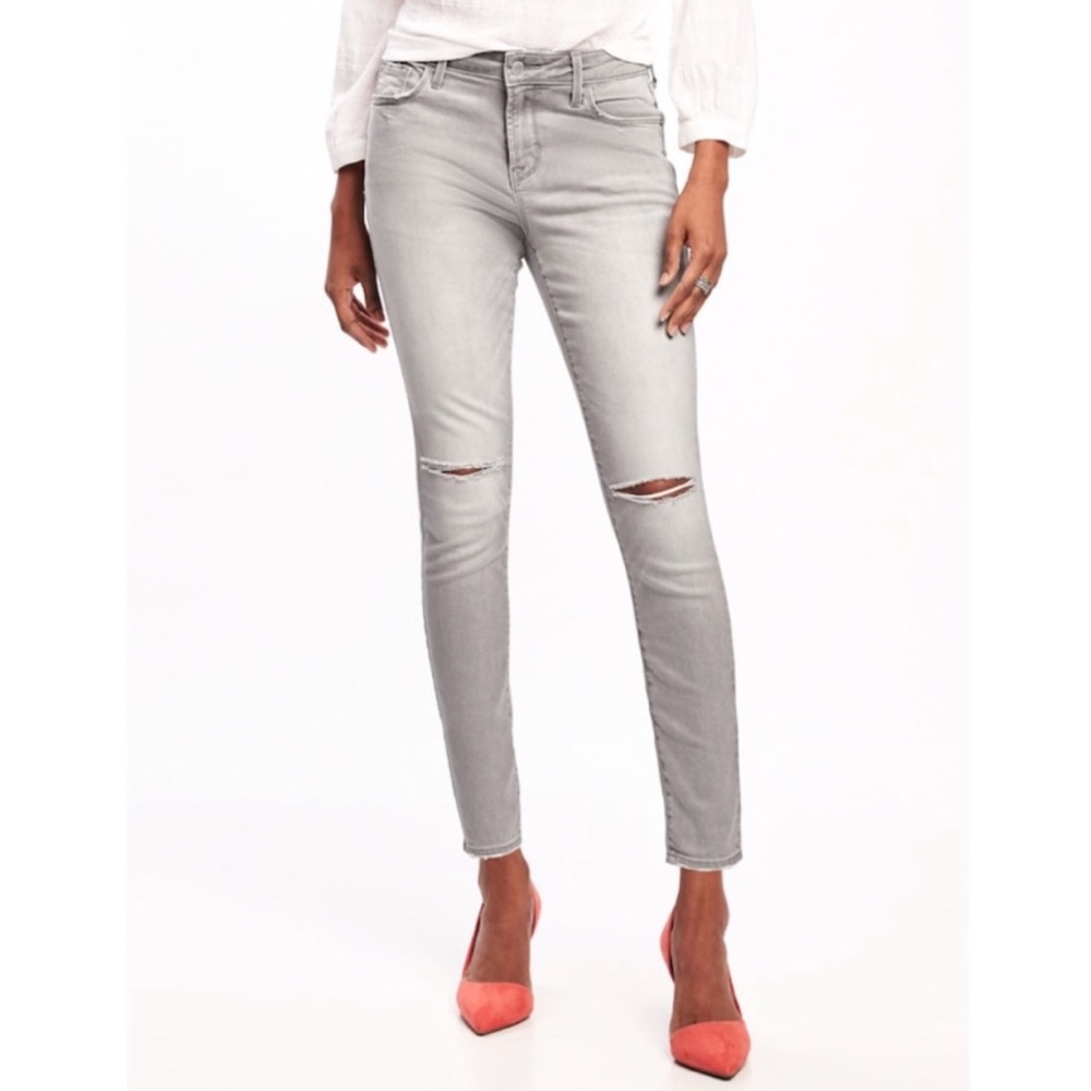 Old Navy Rockstar Low-rise Gray Distressed Denim Jeans